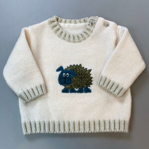 Baby Marks & Spencer Sweater 3-6 months Cream Green Sheep Knit Cottage Classic
